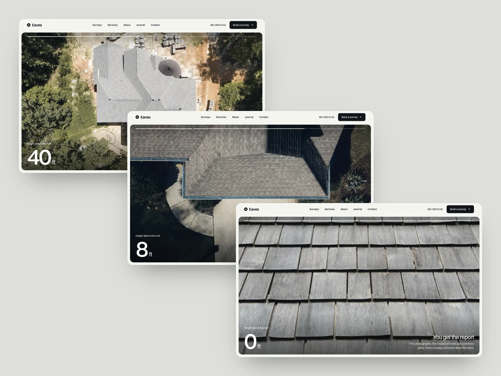 Eaves: The page flies down from 125 feet to the front door.